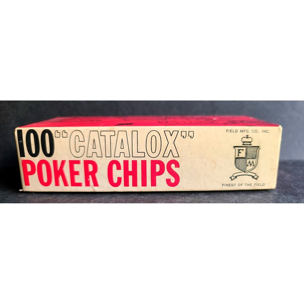 Vintage Catalox Poker Chips Field Mfg Co Marbled Red White Blue Boxed